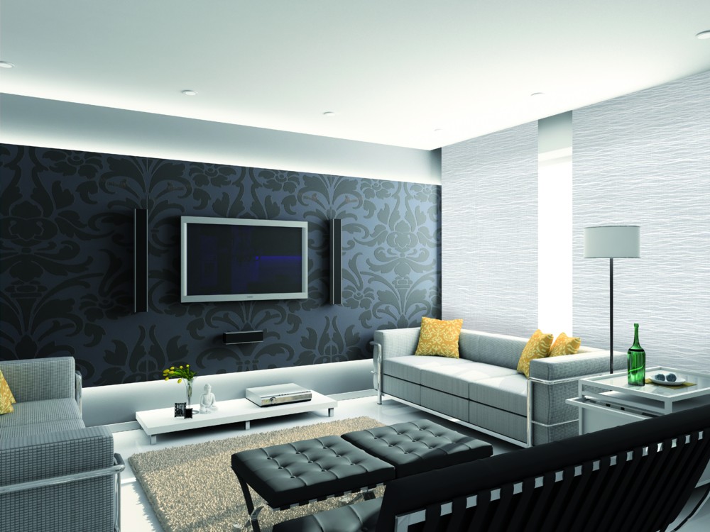 Modern interior. 3D render. Living-room. Exclusive design.
